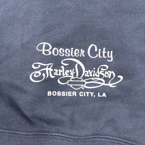 Harley Davidson Women’s Full Zip Jacket L Black Y2K Bossier City LA Faded AOP - Picture 5 of 8